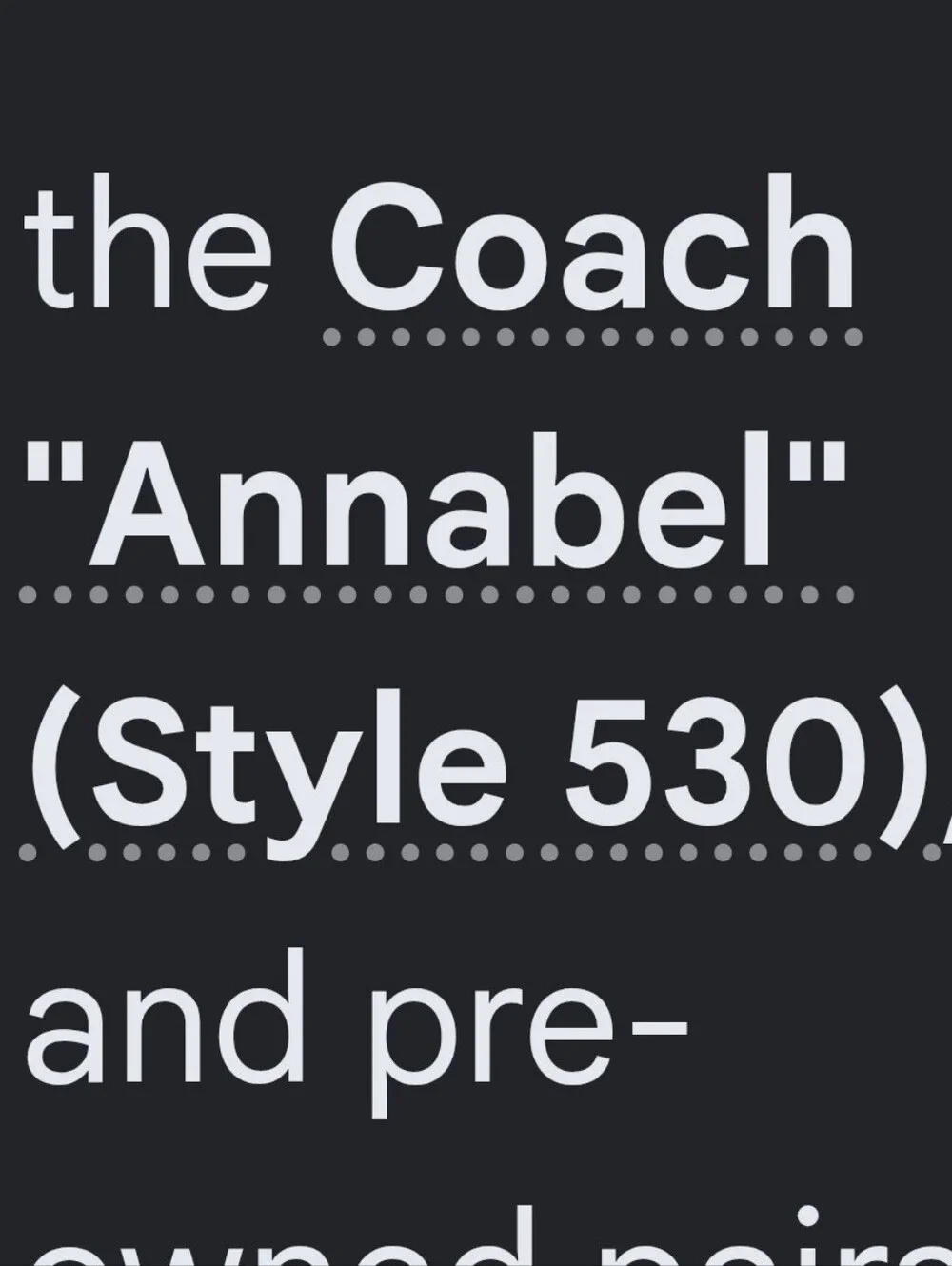 Coach Black and White 'Annabel' Style 530 Glasses. Frames Only.
